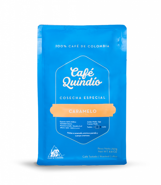 Cafe Quindio SPECIAL HARVEST CARAMEL - WHOLE BEAN - 8.8oz